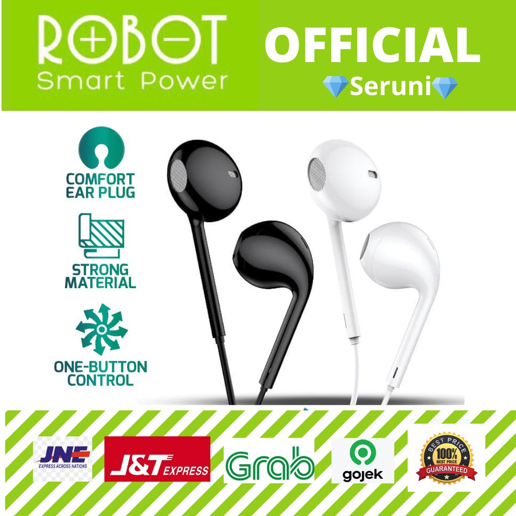 (SERUNI) NEW EARPHONE ROBOT RE10 Wired semi in - ear clear and comfortable-0