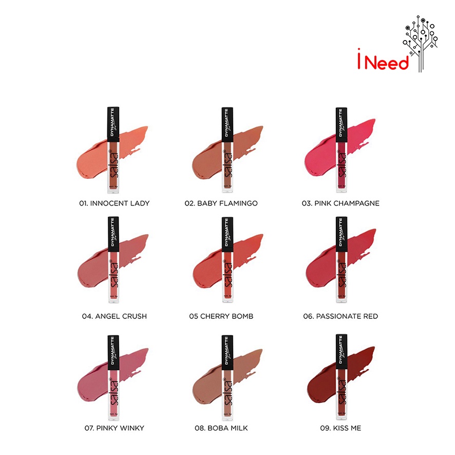 (INEED) SALSA Dynamatte Lip Cream - Matte Lip cream | Longlasting Transfer-proof Matte Cream