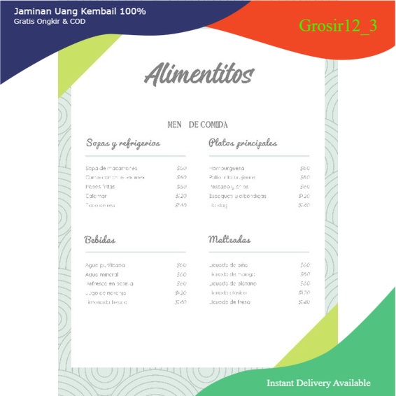 Jasa Desain Menu Restoran