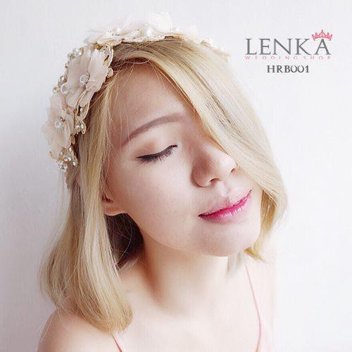 [SIAP KIRIM] AKSESORIS HEADPIECE WEDDING CREAM PESTA PENGANTIN LACE HRB001