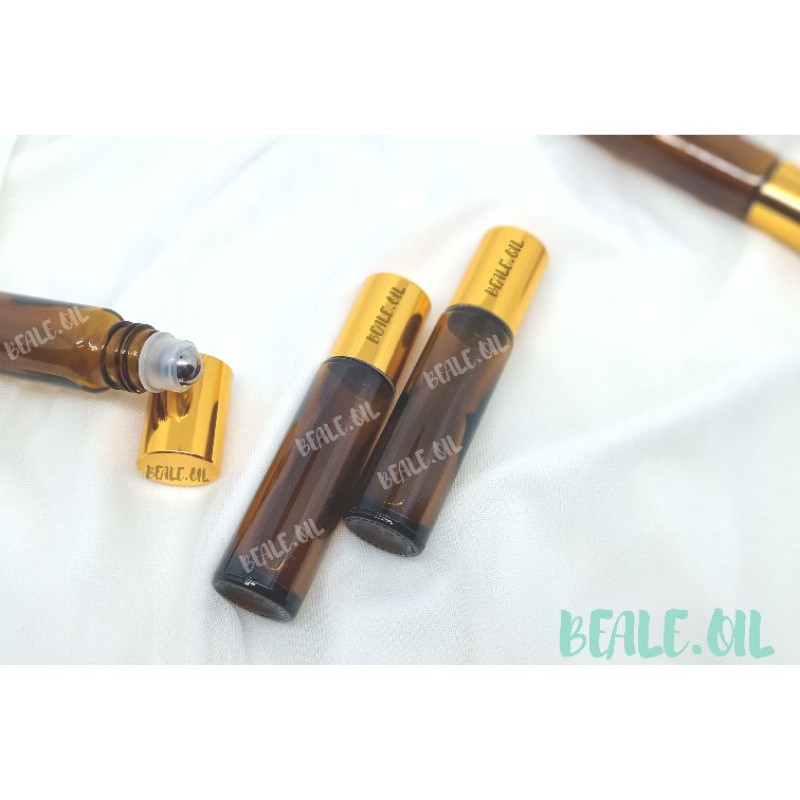 Botol Roller Amber Kaca Tebal Tutup Gold 10ml beale oil roll on rollon roller kaca coklat stainless