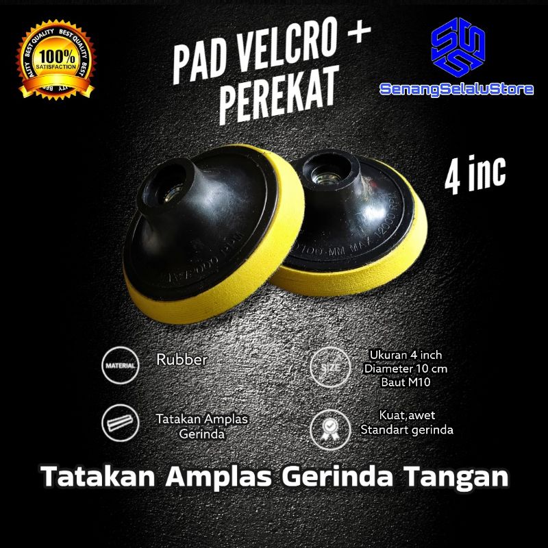 Pad amplas gerinda/ Tatakan amplas gerinda/ pad Velcro 4 inch