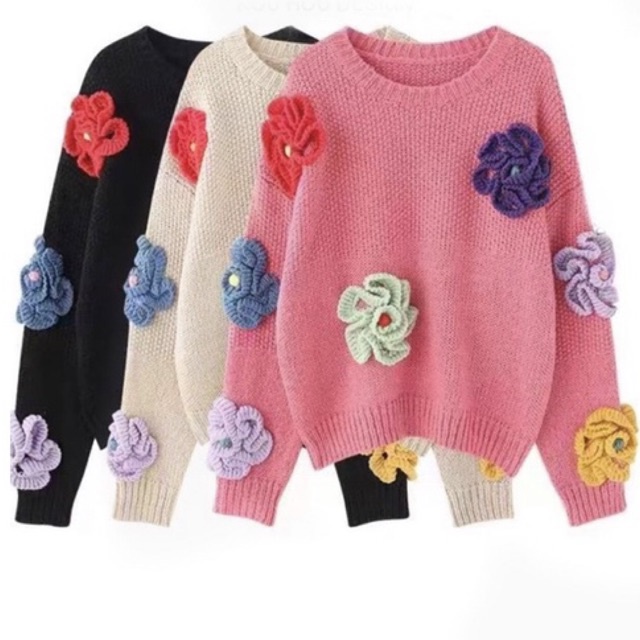 BANGKOK 3D FLOWER KNIT SWEATER