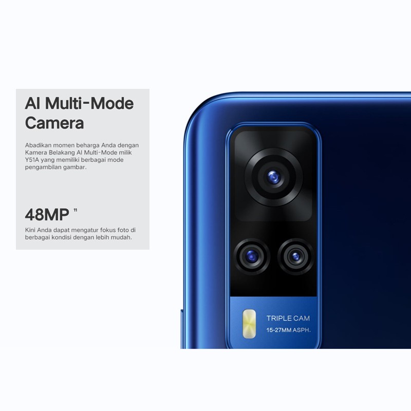 PROMO CUCI GUDANG VIVO Y51 2020 vivo y51a VIVO Y50 8 128/ GARANSI RESMI RAM 6.53" FHD+ Ultra O