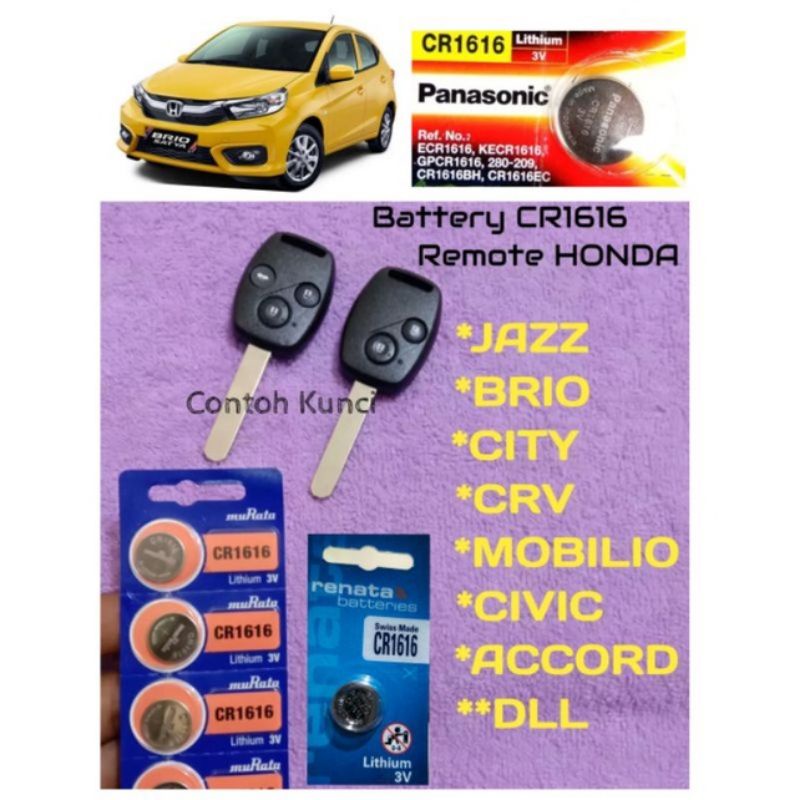 Baterai Remote Mobil Honda CR1616