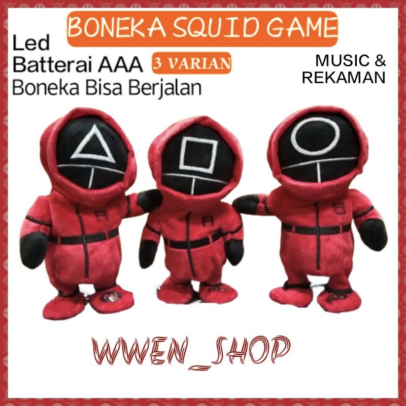 Boneka Robot Squid Game Talking Walking Recorder mainan Toy Squid korea Viral Support Baterai AAA