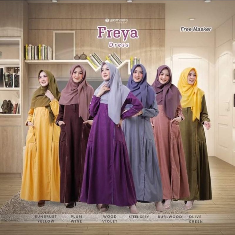 Gamis Premium Freya Dress by Yasmeera-|Gamis Syari Premium|Gamis Branded Adem|Gamis Katun Lembut|Dre