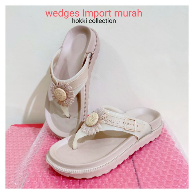 Sandal wanita wedges jepit karet import murah terbaru