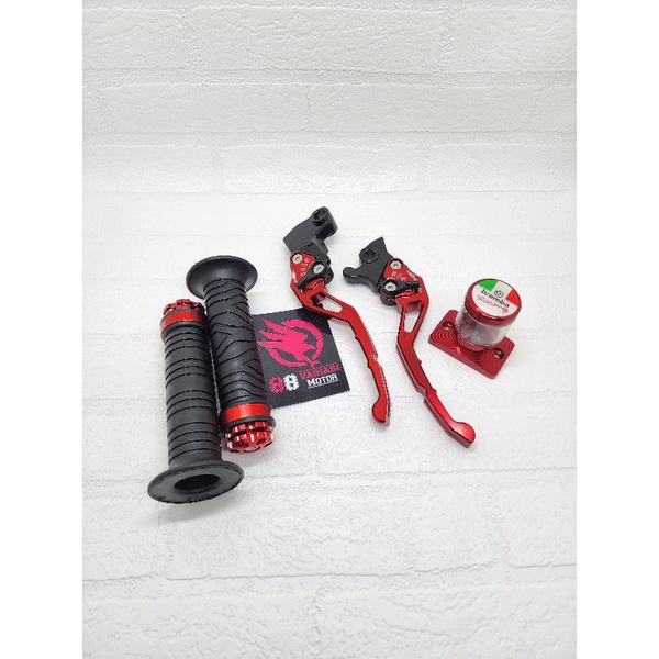 Paket 3 Vixion - Handle Rem Vixion Stelan Full CNC + Handgrip Ring CNC + Tutup Minyak Rem Vixion Variasi