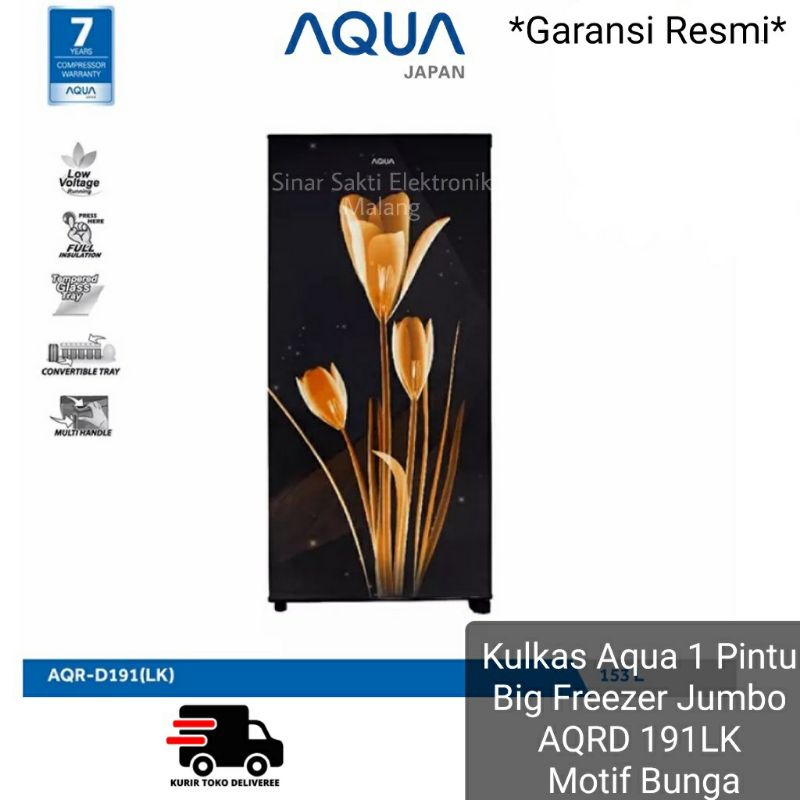 Kulkas Aqua 1 Pintu AQRD 191 Motif Bunga Big Freezer Lemari Es AQR191 AQR