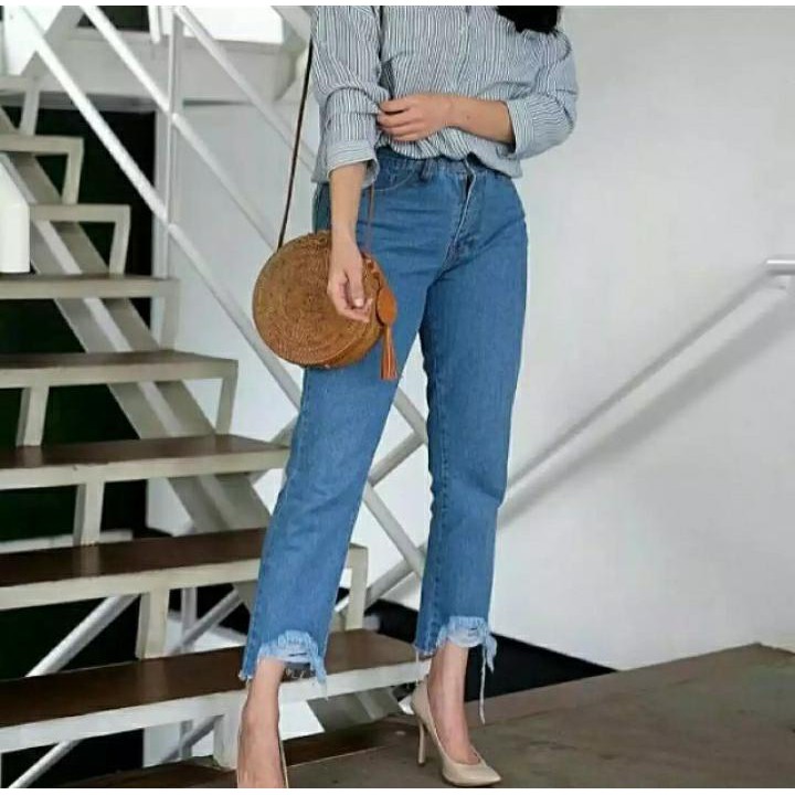 CELANA JEANS BOYFRIEND UNDERHOLE boyfriend sobek bawah
