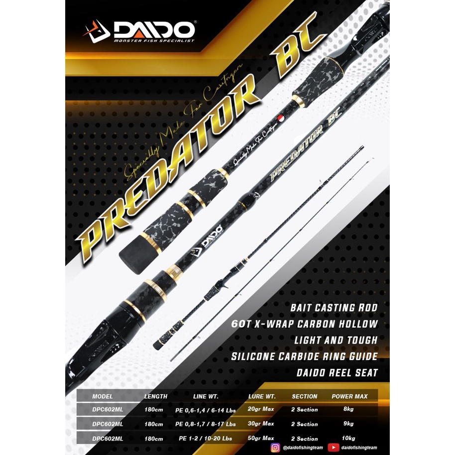 Joran Daido Predator BC Bait casting 180 Packing PVC