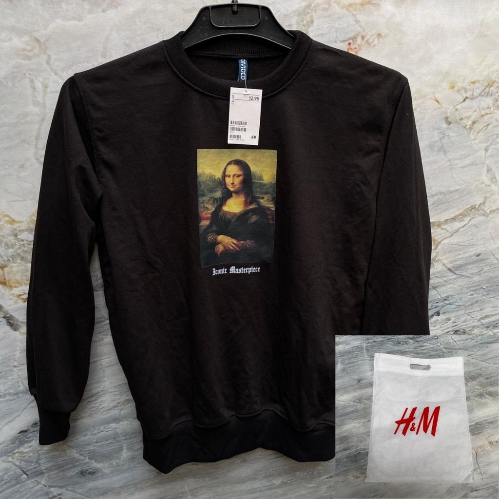 H&amp;M Crewneck Monalisa / Sweater HnM Original Sweatshirt Pria Wanita