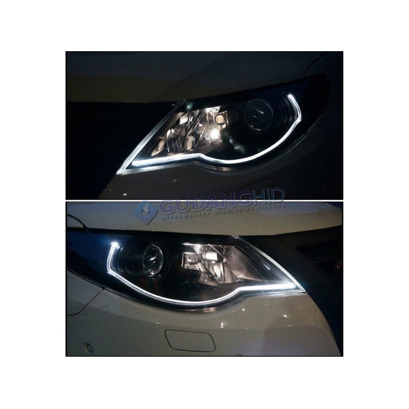 LED DRL Flexible 60CM Lampu Alis Mobil 2 Warna 2 Mode 