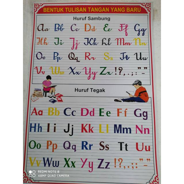 Jual Poster Edukasi Huruf Sambung And Tegak Indonesiashopee Indonesia