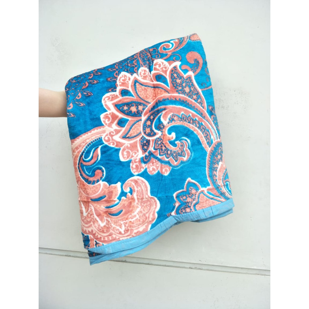 COD - FD - Selimut Motif Dewasa - Selimut Bulu Halus Motif - Selimut Lembut Ukuran 180cm x 200cm-Blue Peacock