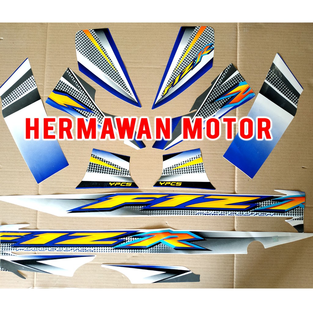 Yamaha FIZ R Striping-stiker Yamaha FIZ R Warna biru kuning putih