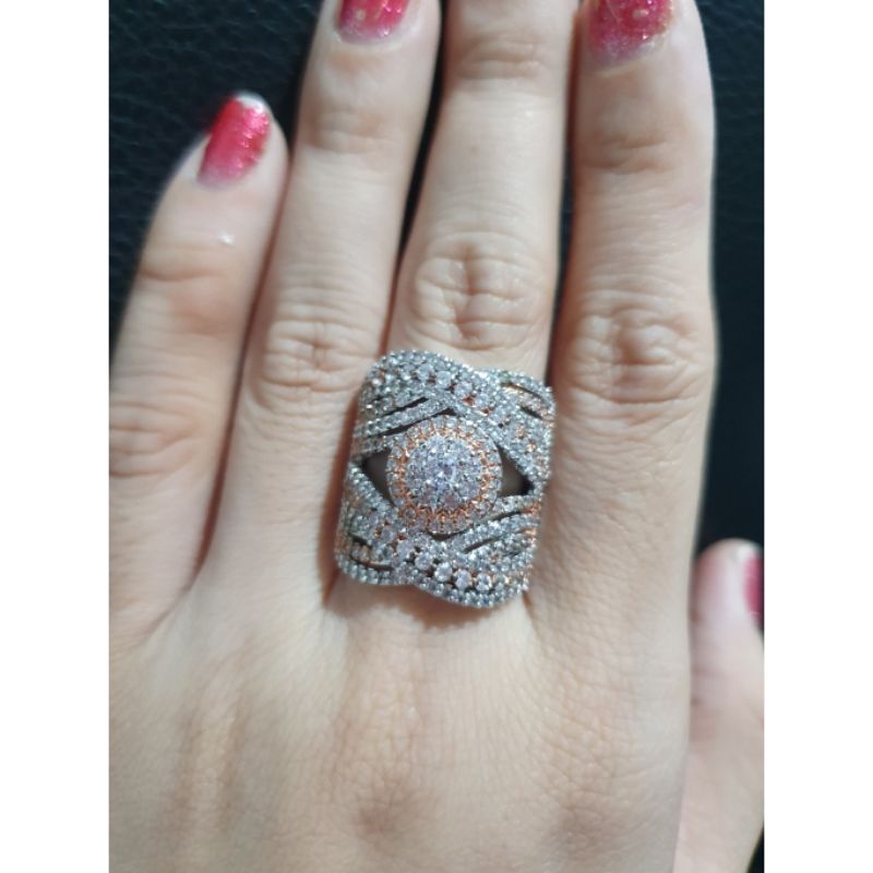 Cincin Zircon lapis emas Premium Quality anti karat anti alergi Ring Branded import c4