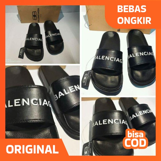 Sandal Balenciaga Slide Pria Wanita Sandal Black Sandal Flip Flop Bale