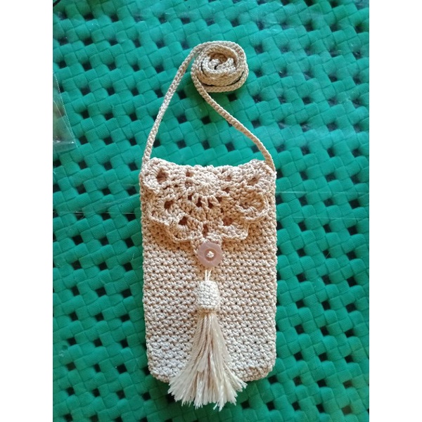 COD/tas hp rajut/selempang/tali panjang/dompet hp/cantik/murah
