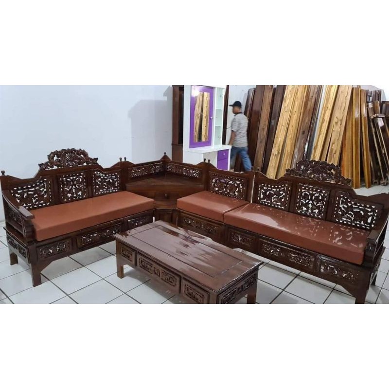 Kursi tamu jati L ,kursi ukir jepara