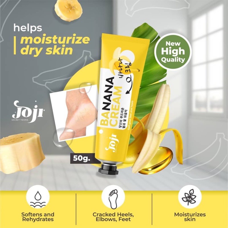 Joji Banana Cream/Cream kaki/Foot Cream Perawatan Kaki/Cream Penghalus Kaki/Banana Heel Cream Best Seller Thailand 50Gr/bpom