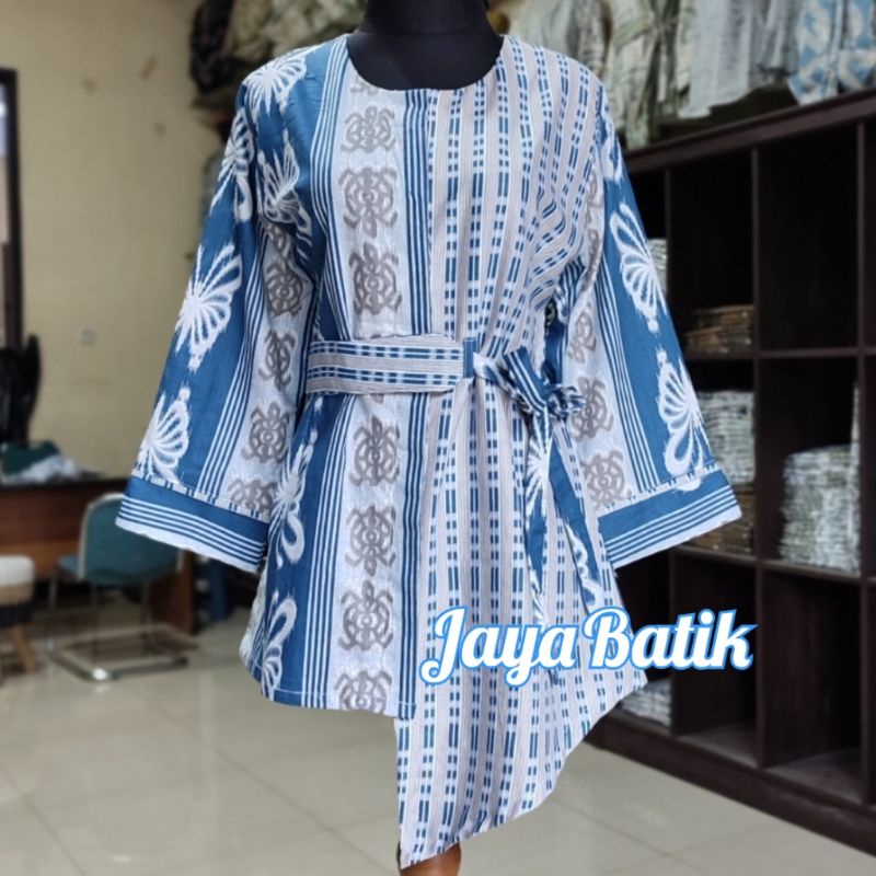 Batik wanita ASJ SA HRB026 Kenongo Kemeja Tosca Pendek-KUPU RASTER