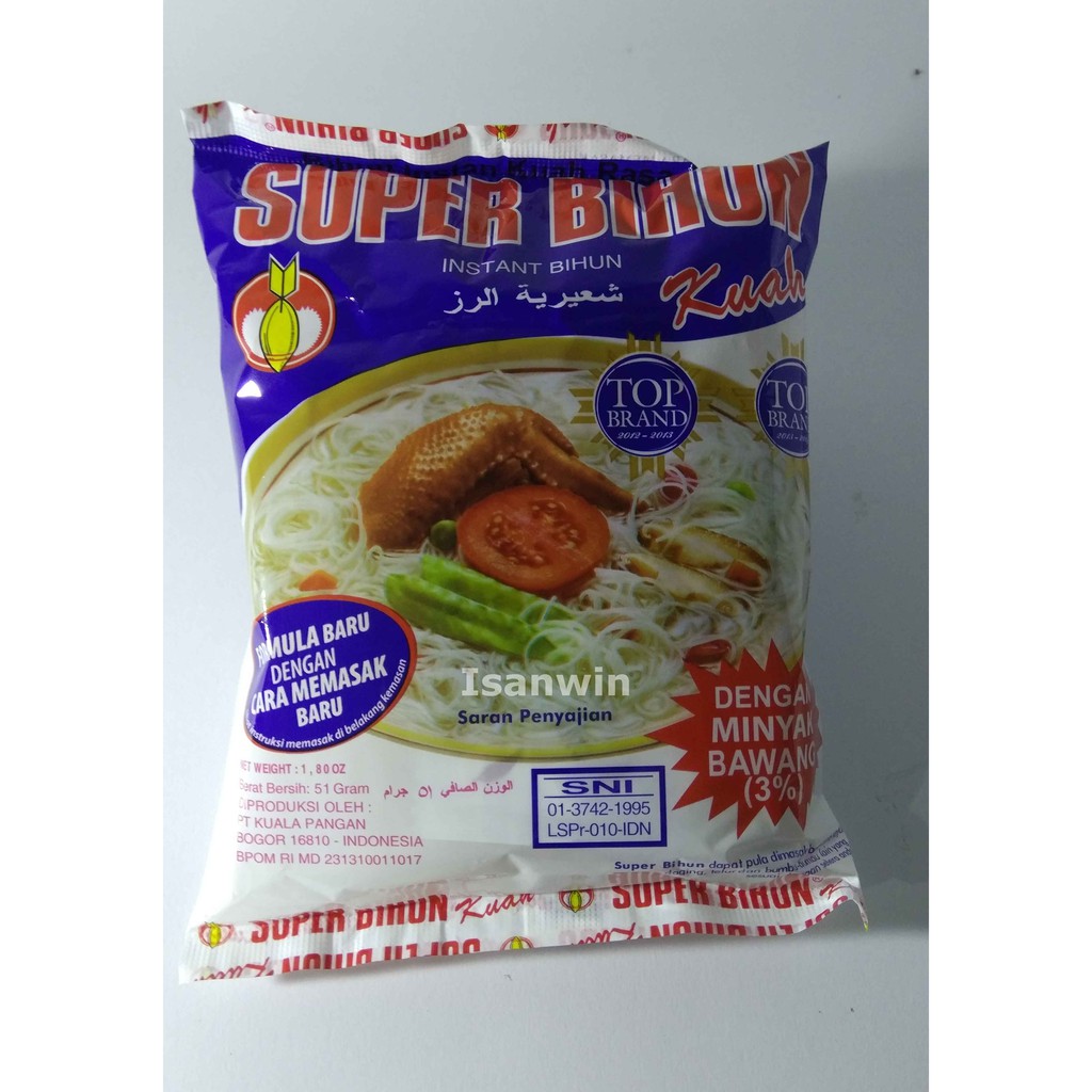 

Super Bihun Kuah Instant 51 gr Ekstra Minyak Bawang