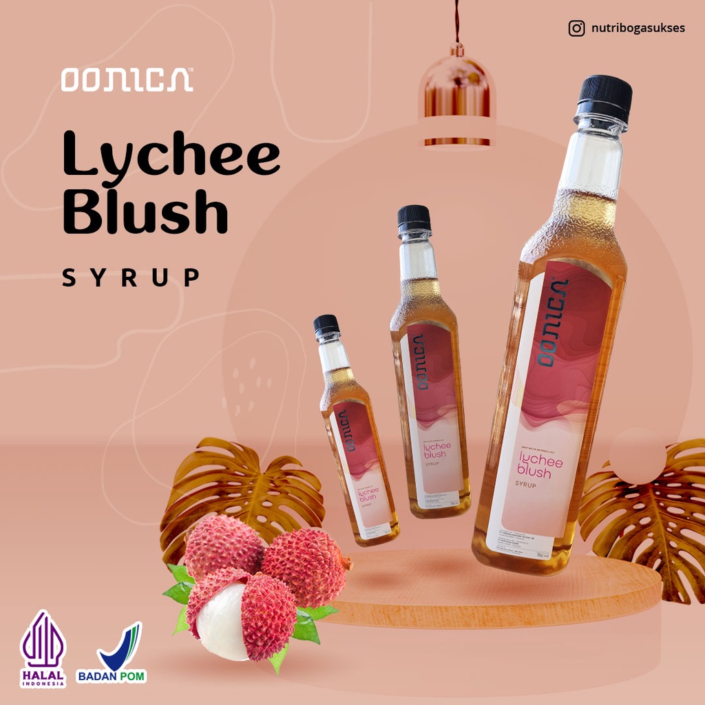 750ml OONICA Lychee Blush Syrup (sirup dengan rasa buah leci)