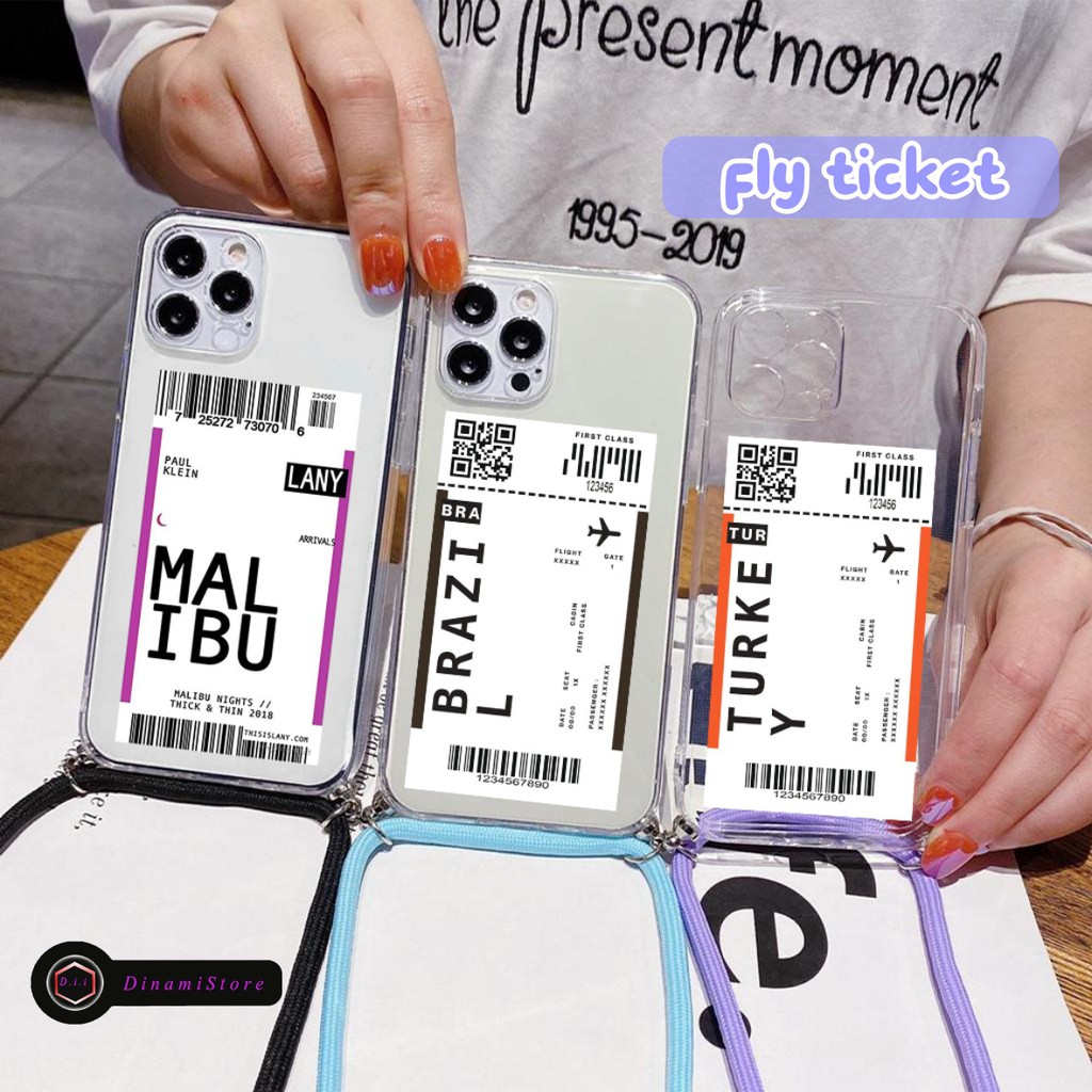 Softcase Slingcase Lanyard Bening FLY TICKET Oppo A1k A3s A5s A7 A12 A11k F9 A15 A52 A72 A92 DII2994