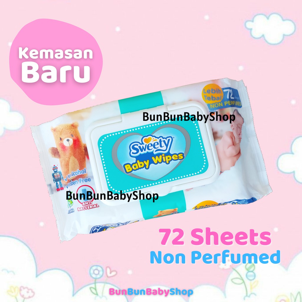 FLIP TOP SWEETY Tisu Basah Baby Wipes Tissue Non Alkohol Perlengkapan Bayi Lahir New Born Bunbunbaby