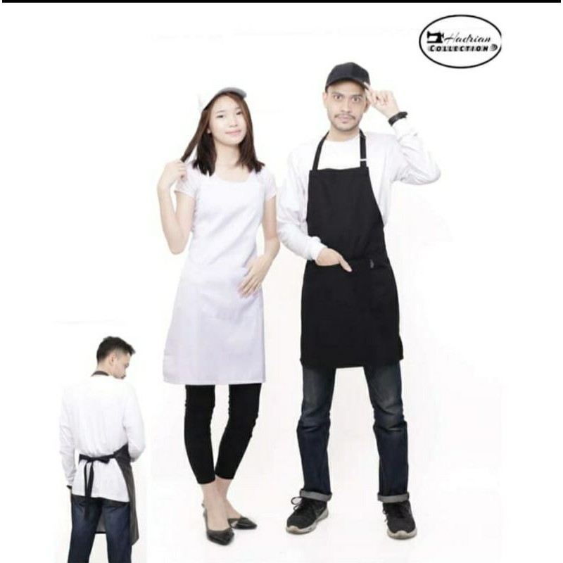 Celemek Apron Masak Couple Celemek Dapur Suami Istri Polos - drill premium