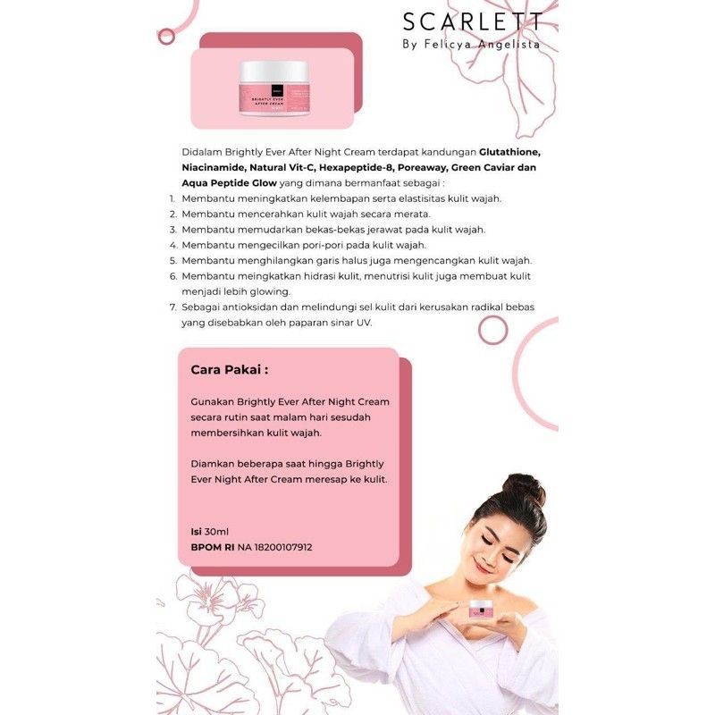 SCARLETT ACNE | BRIGHTLY EVER AFTER (SERUM / CREAM) / FACIAL WASH / GLOWTENING SERUM / ESSENCE TONER