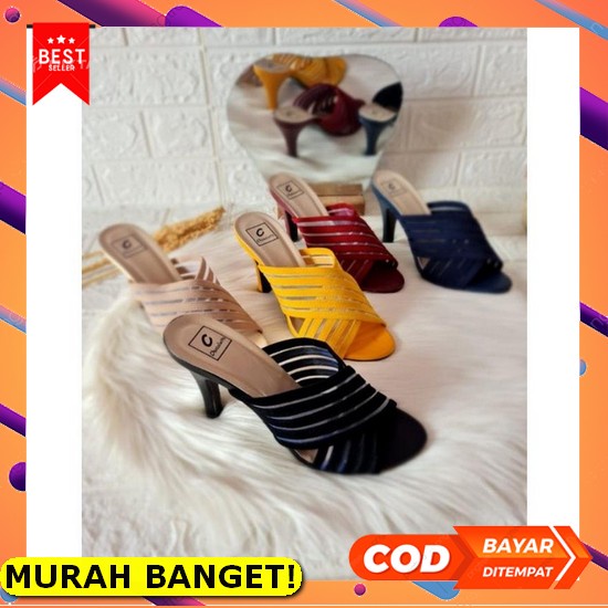 Fladeo 38 Original Sandal Heels Wanita Putih Silver Pesta Hak Sendal I Abbushoes  H  02 - New High