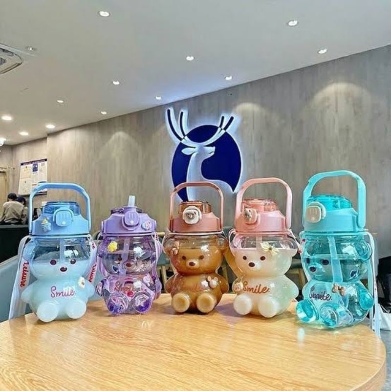 Botol Minum Viral Beruang 1.5 L BPA Free Stiker 2D Imut Beruang