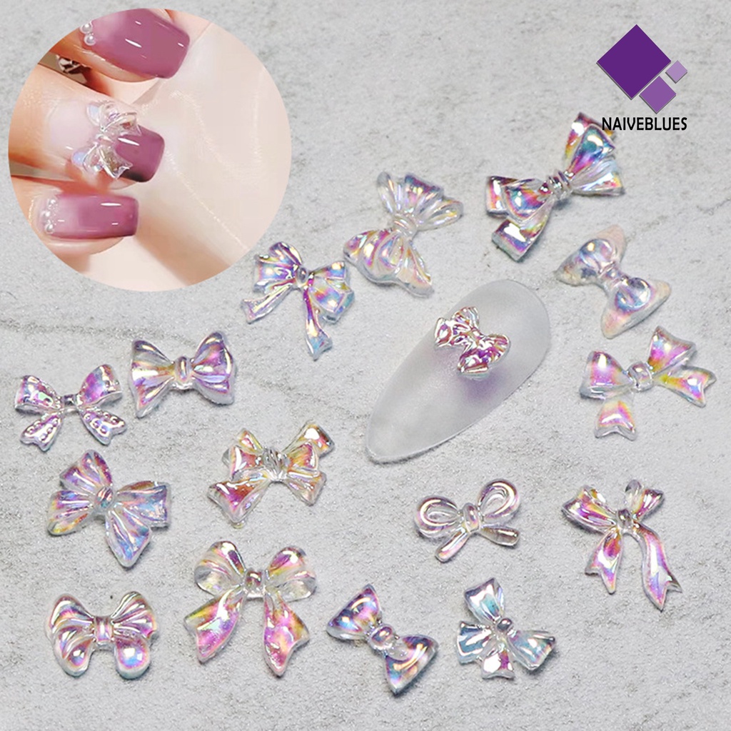 Naiveblue &gt; 50Pcs / Set Ornamen Pita Aurora 3D Untuk Dekorasi Nail Art / Manicure DIY