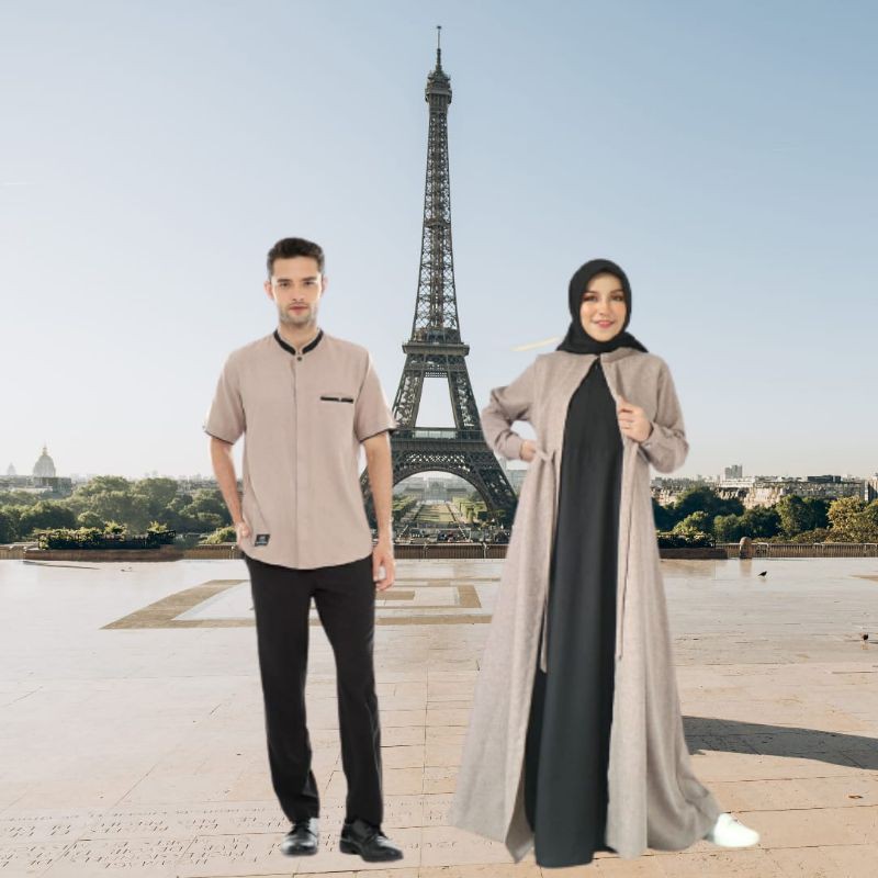COUPLE COPEL KOKO KHALID GAMIS CARDIGAN KATUN MADINAH MODIS