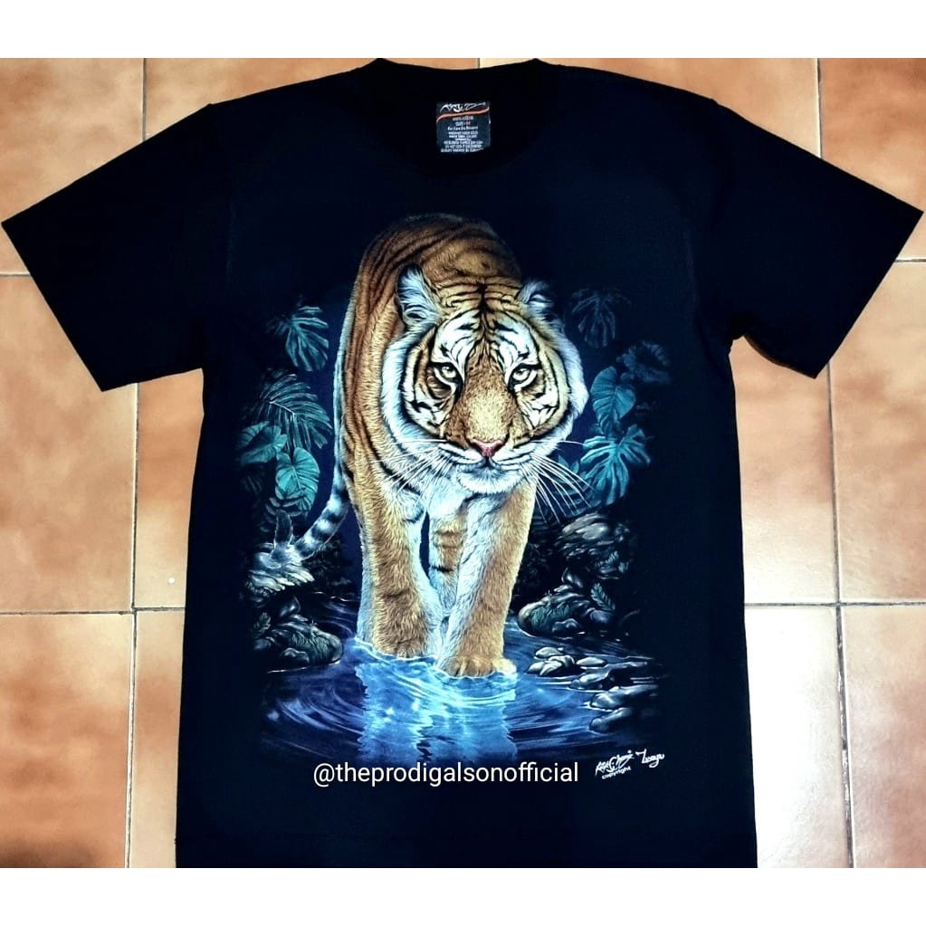 Kaos Rock Chang Import Size XL Harimau Glow in The Dark