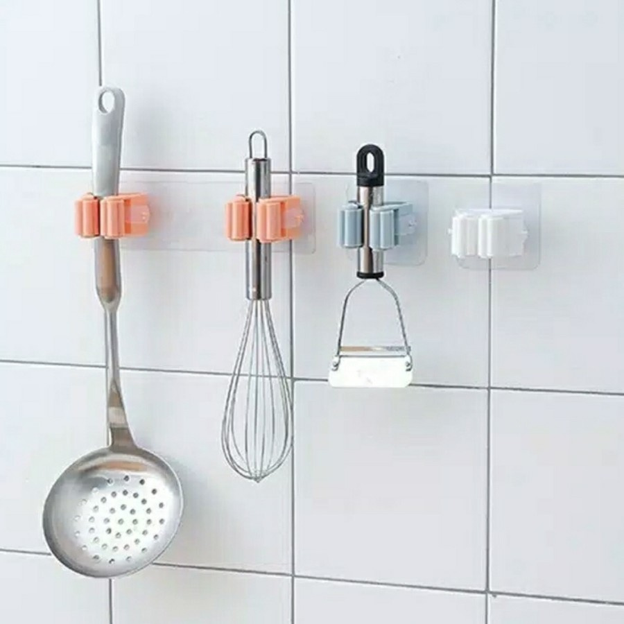 Single Mop Hanger Suction Hanging Holder Gantungan Sapu Pel Tempel Tanpa Paku Gantung