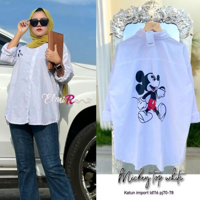 MICKEY TOP WHITE BY ELMIRA / ATASAN WANITA MUSLIMAH / katun import