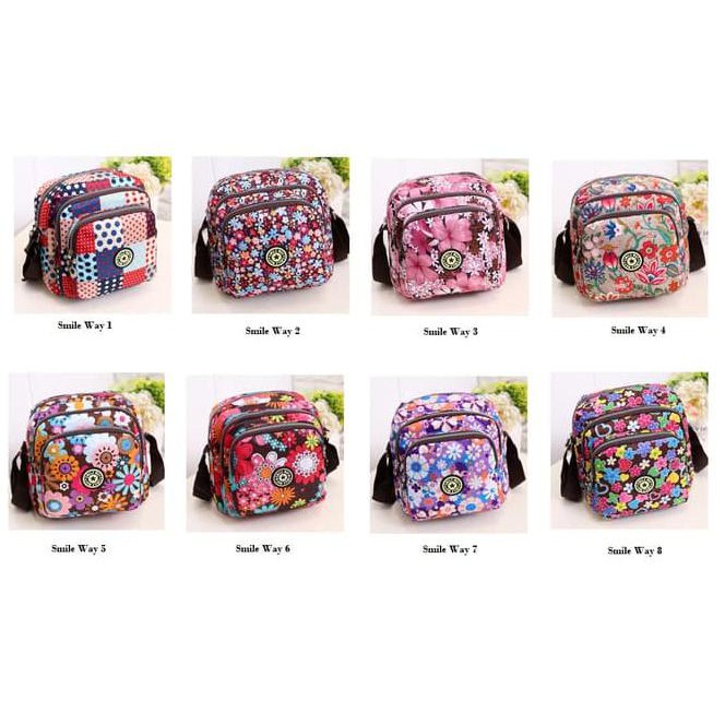 Ya8K Smile Way Women Nylon Sling Bag / Tas Selempang Korea Nilon Wanita - Sw Tiga Vs1C