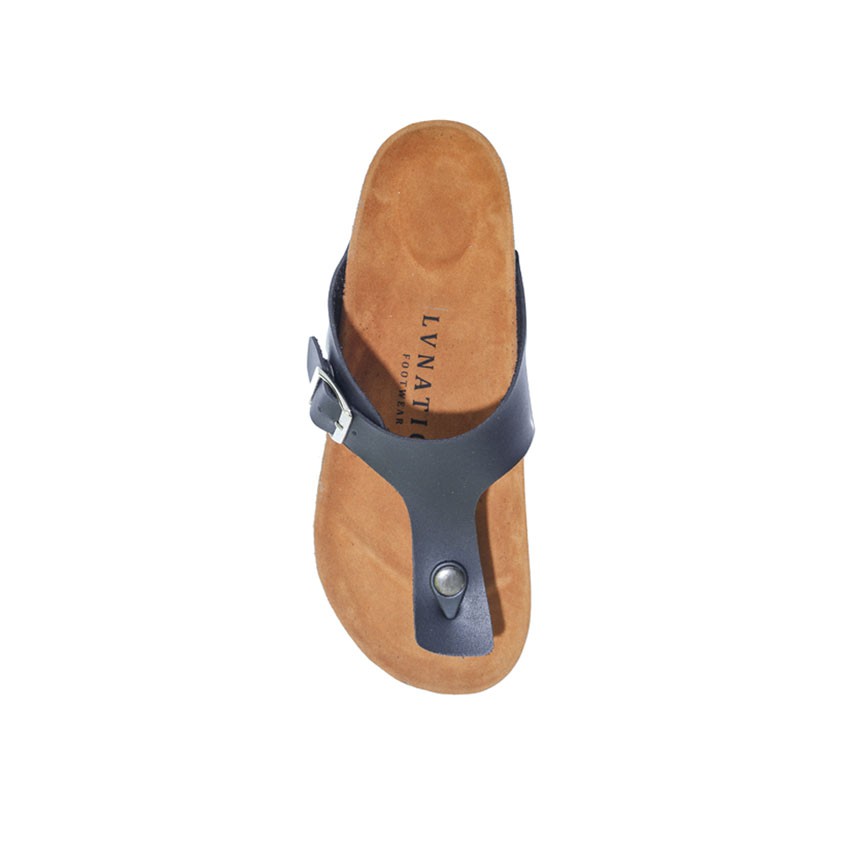 Lexon Black | Sandal Jepit Tali Simpel Kayu Kulit Pria Cowok Men Sendal Footwear | FORIND x Lvnatica