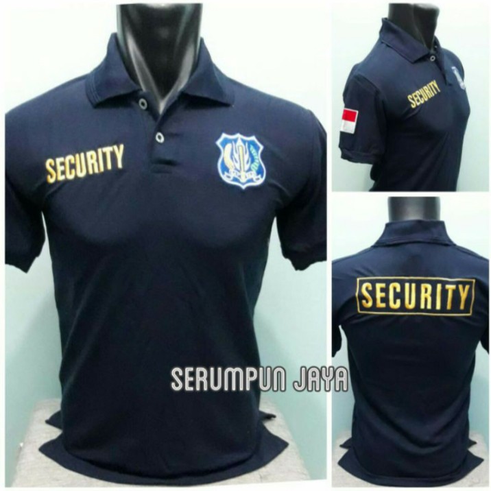 KAOS SECURITY NAVY - KAOS KERAH SECURITY NAVY LOGO BIRU - KAOS POLO SECURITY LOGO BIRU FULL BORDIR