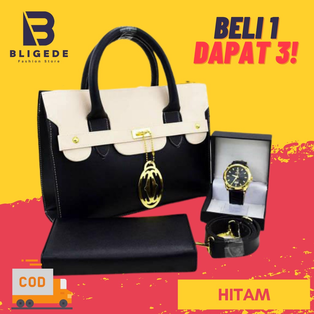 Tas Selempang Wanita / Tas Wanita Slempang - Tas Paketan 3in 1 Bikin Cartier PK2056 / Tas Wanita Sle