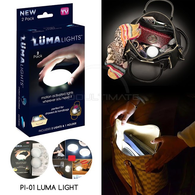 2pc Lampu LED Mini Portable Luma Lights Lampu Genggam/Lampu Tidur Tempel Lampu Hias HL PL-01