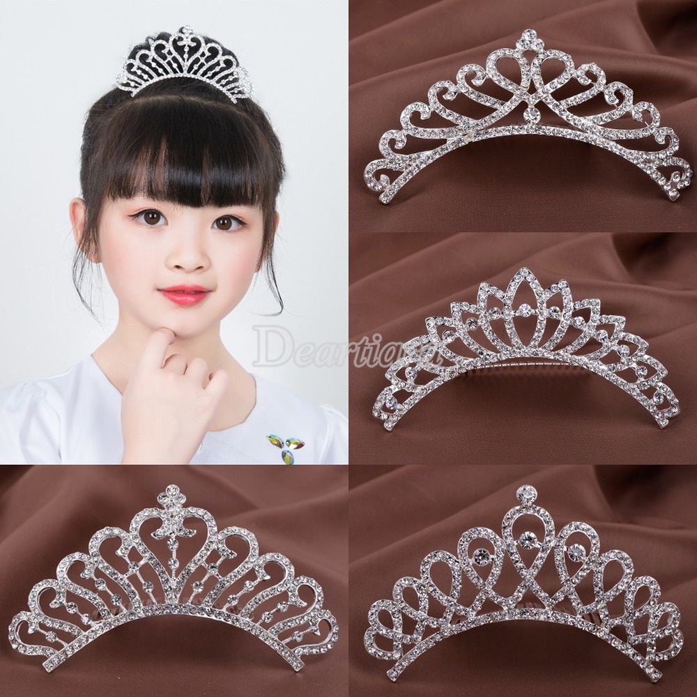 Korean Crown Accessories Rhinestone Crystal Children's Show Crown Hair Comb