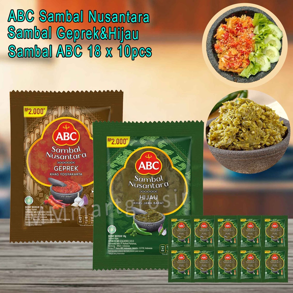 ABC Sambal Nusantara / Sambal ABC / Sambal Geprek / Sambal Hijau / 18g x 10pcs