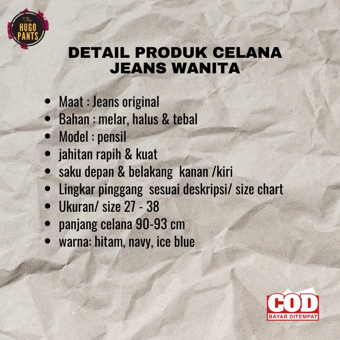 CELANA JEANS PANJANG PENSIL WANITA JUMBO VARIASI RIPPED WARNA HITAM NAVI ICE BLUE