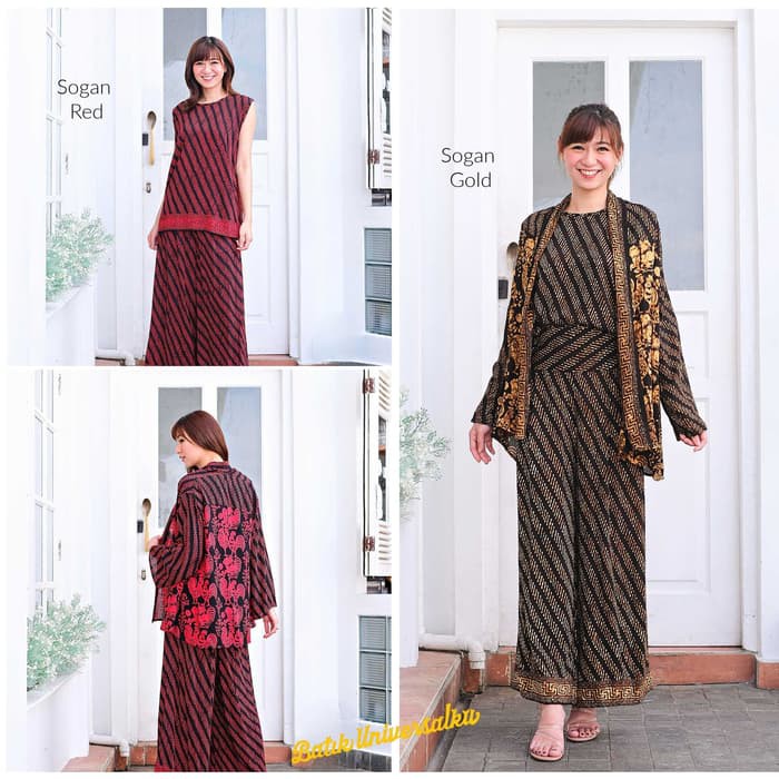 Jual Setelan 3pc Batik Wanita. Setelan Kebaya Abaya Kulot-Rooster Ayam - SET GOLD Diskon