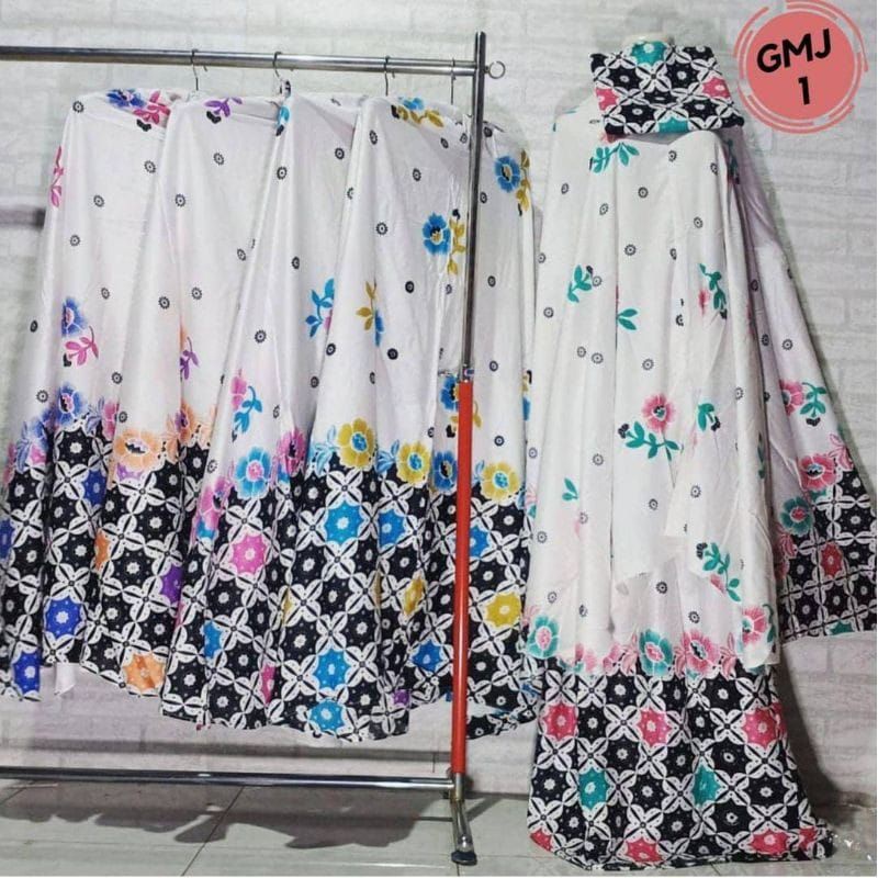 MUKENA BALI RAYON  DEWASA BATIK PUTIH